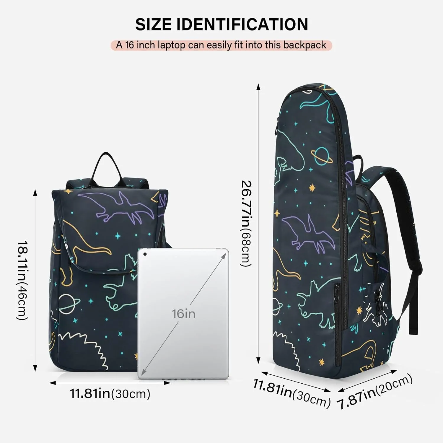 GAIGEO Basketball Sports Doodles Black Tennis Racket Backpack, Large Capacity Pickleball Holder, Various Storage Methods