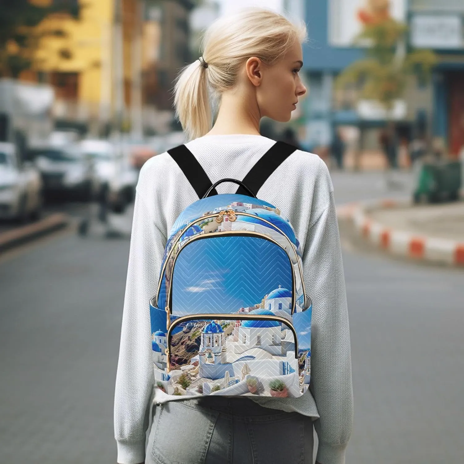 GAIGEO Buildings with a Blue Dome Casual Daypack Backpack, Women Backpack, Women's Travel Backpack, S