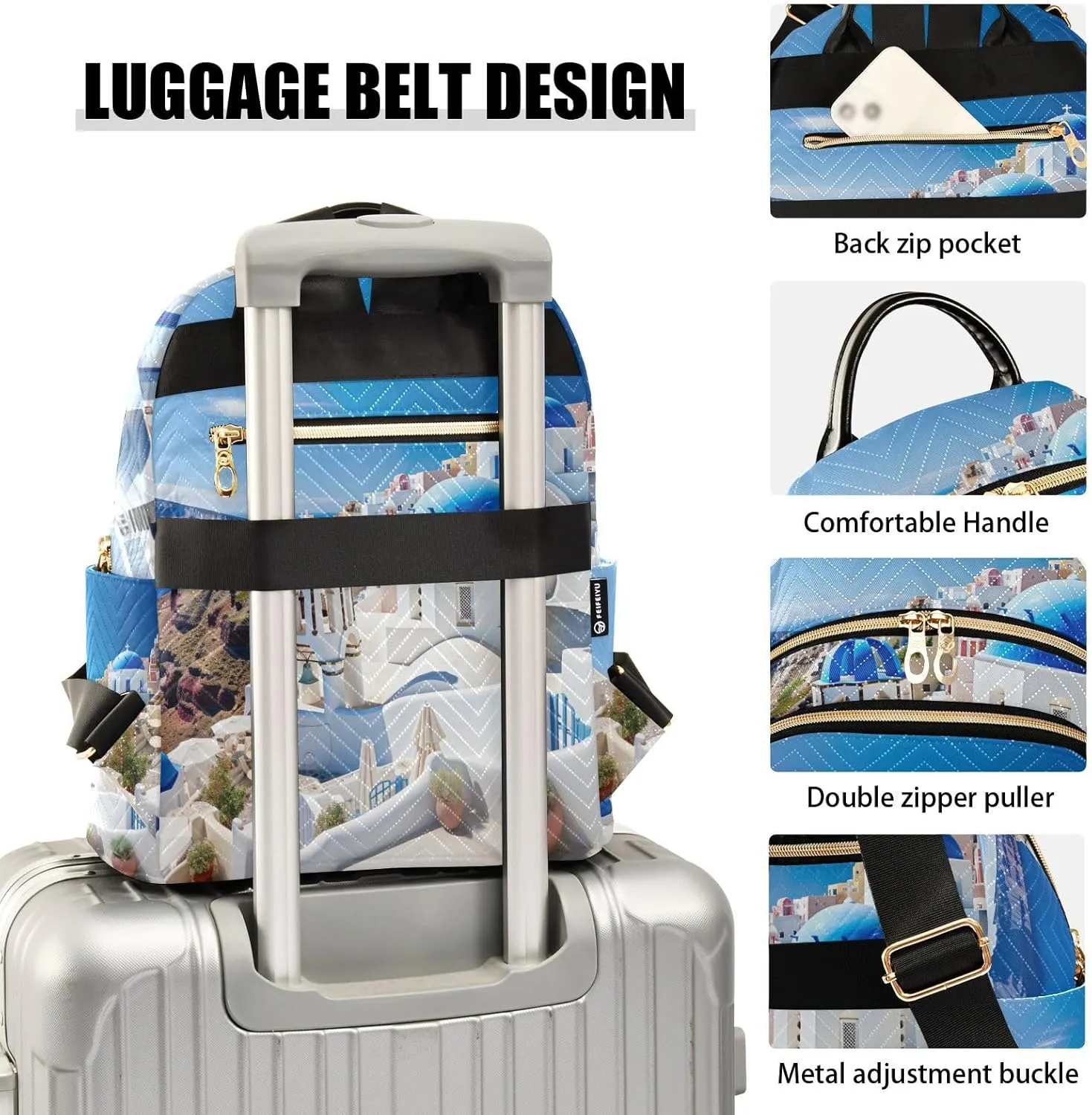 GAIGEO Buildings with a Blue Dome Casual Daypack Backpack, Women Backpack, Women's Travel Backpack, S