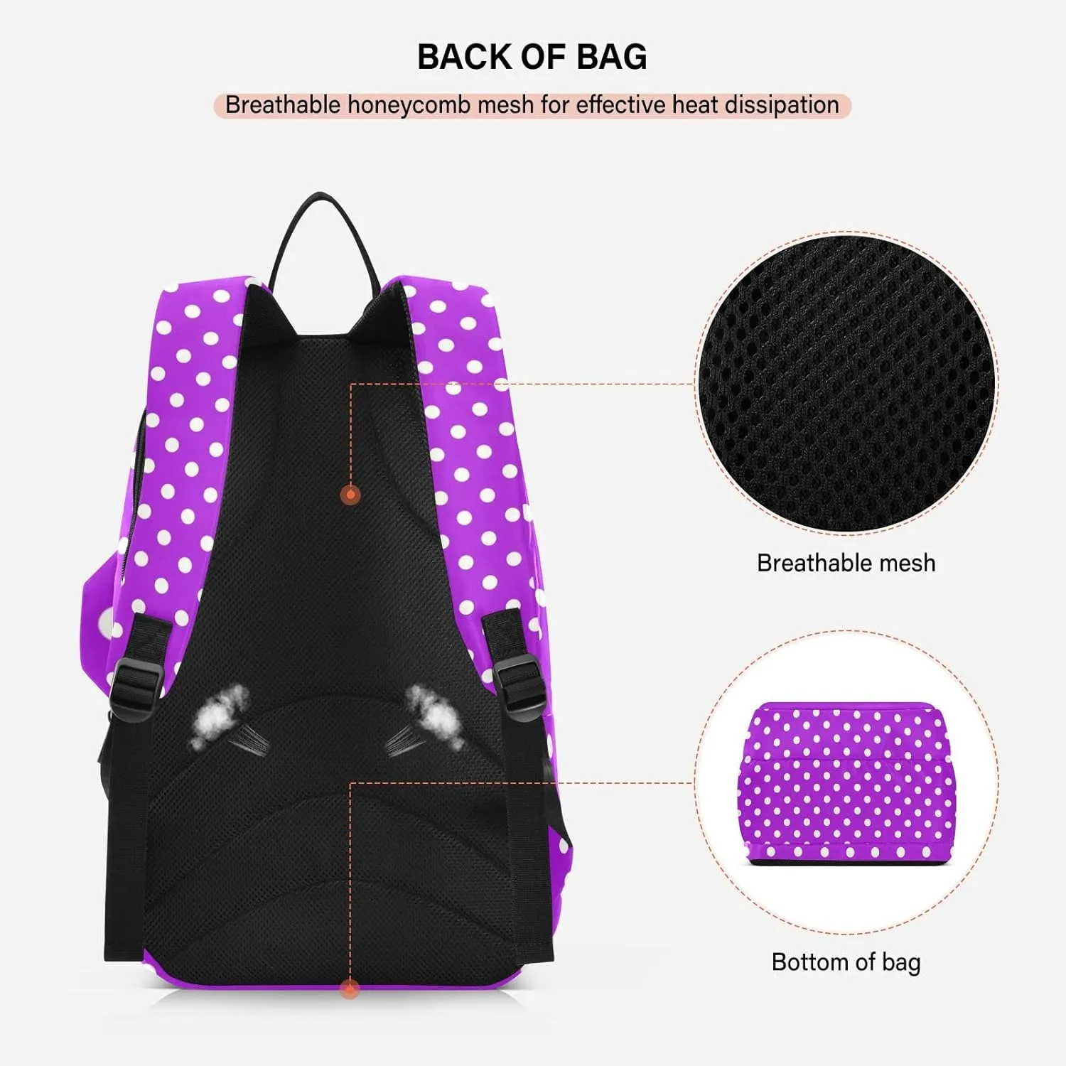 GAIGEO Polka Dot Racket Bag, Multilayer Design Badminton Bag, Sports and Daily Use