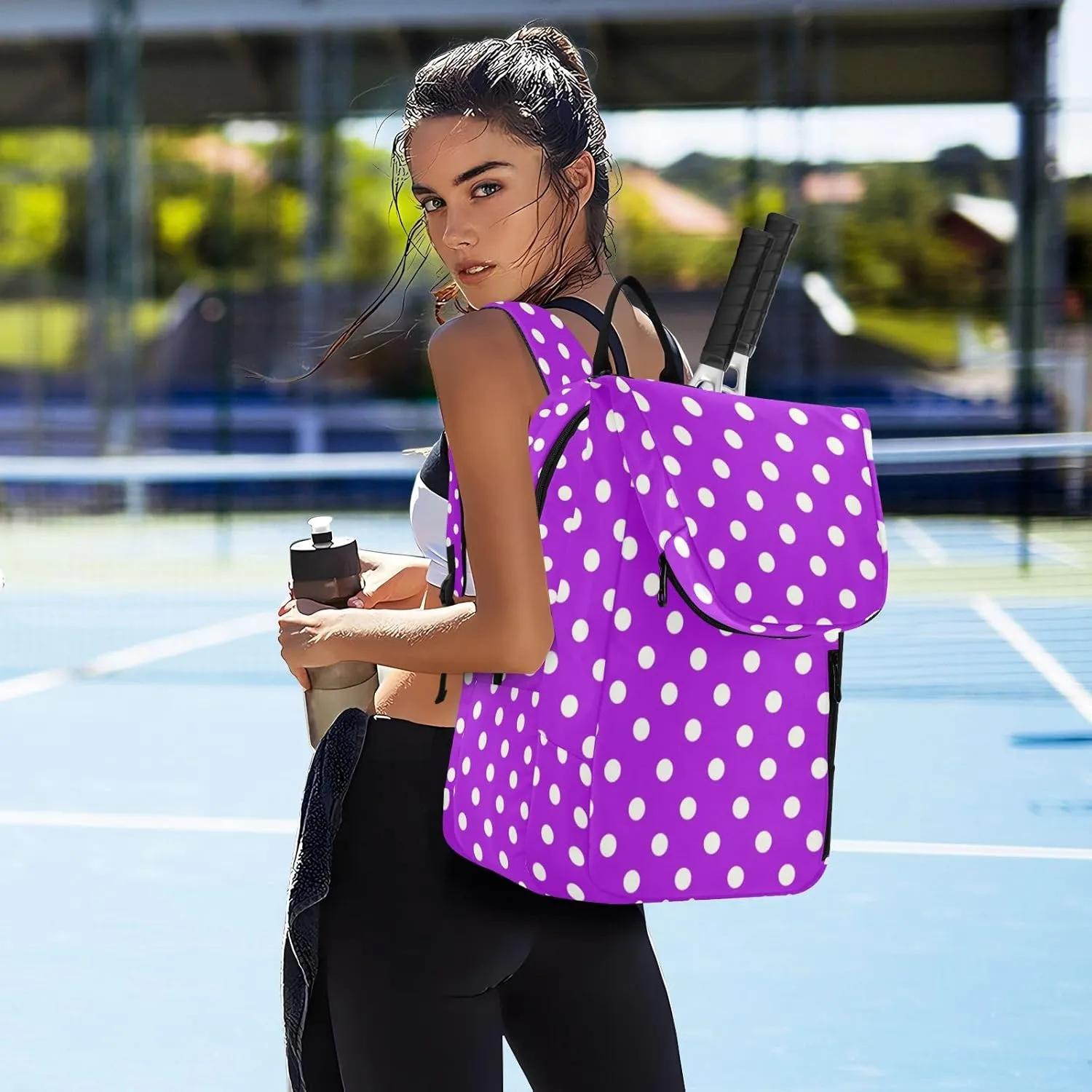 GAIGEO Polka Dot Racket Bag, Multilayer Design Badminton Bag, Sports and Daily Use