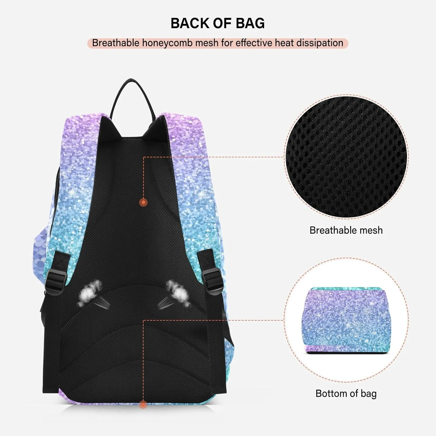 GAIGEO White Polka Dots Blue Pickleball Backpack, Large Capacity Pickleball Caddy, Various Storage Methods