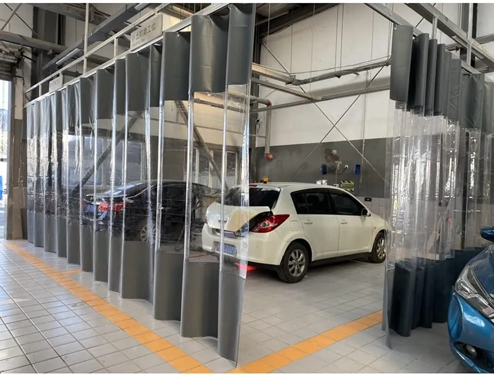 Garage Divider Screen Curtains with Straight Track, Industrial Vinyl Panels with Clear Tarp, Partition Space Quickly, Waterproof, Easy to Clean & Install, Customized ( Color : Gray side , Size : 8.9x9