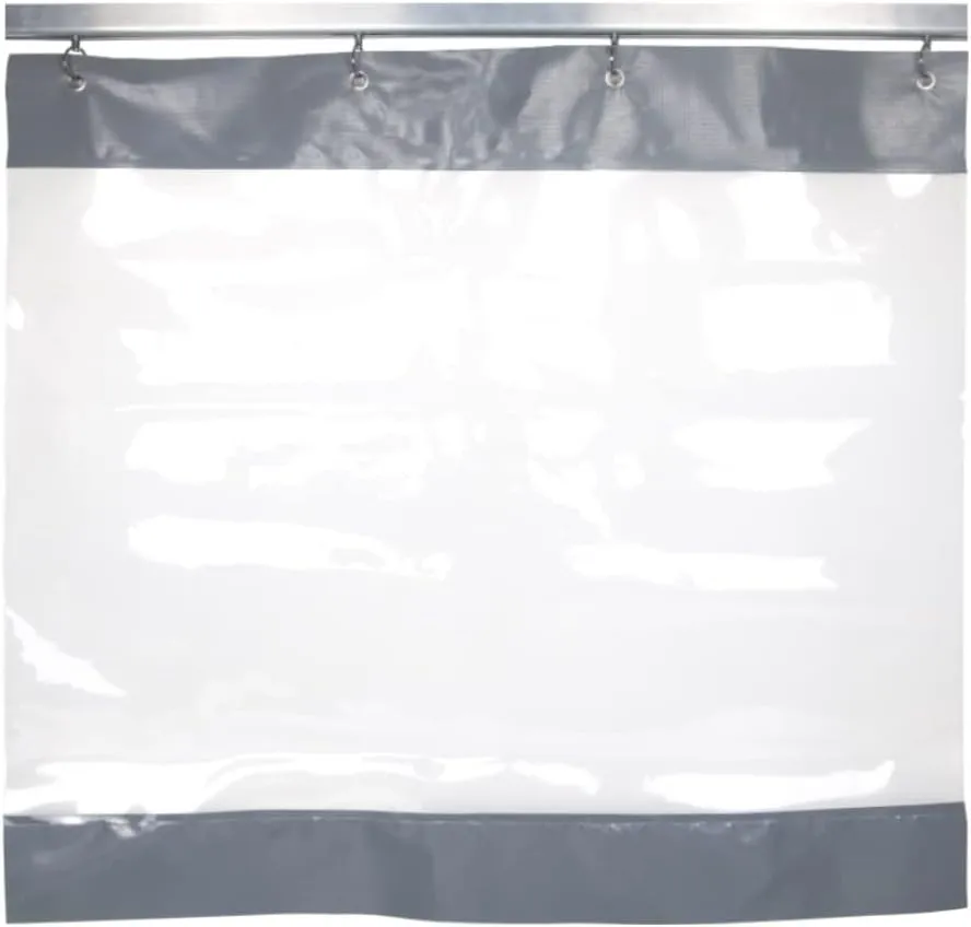Garage Divider Screen Curtains with Straight Track, Industrial Vinyl Panels with Clear Tarp, Partition Space Quickly, Waterproof, Easy to Clean & Install, Customized ( Color : Gray side , Size : 8.9x9