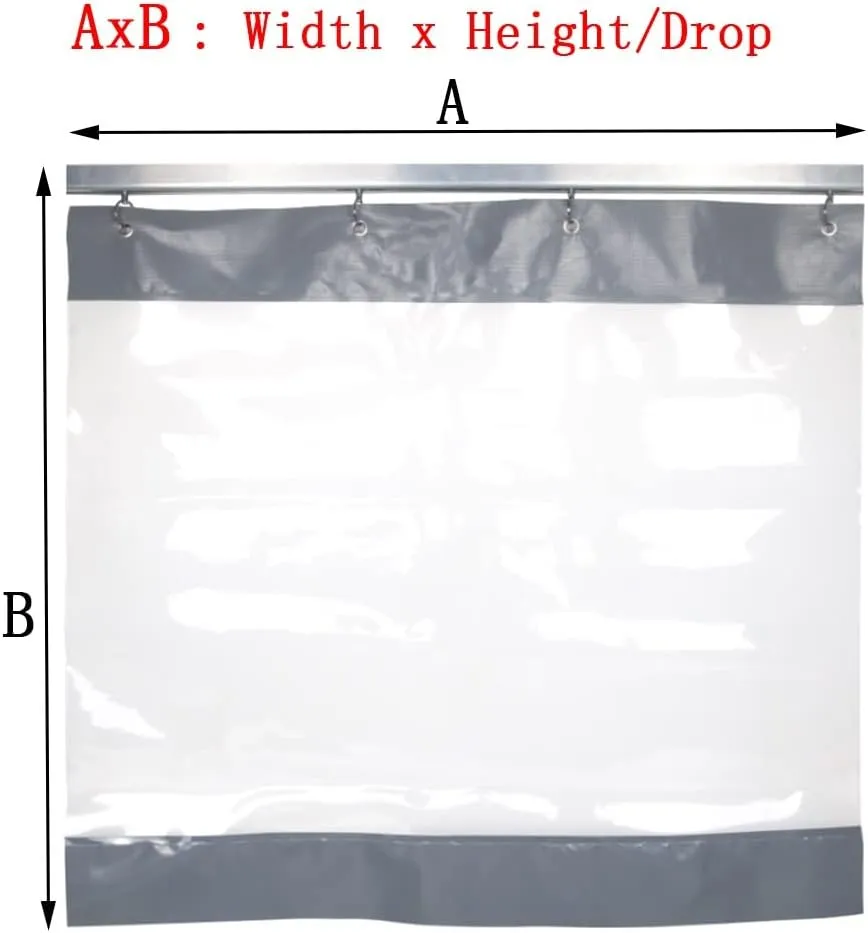 Garage Divider Screen Curtains with Straight Track, Industrial Vinyl Panels with Clear Tarp, Partition Space Quickly, Waterproof, Easy to Clean & Install, Customized ( Color : Gray side , Size : 8.9x9