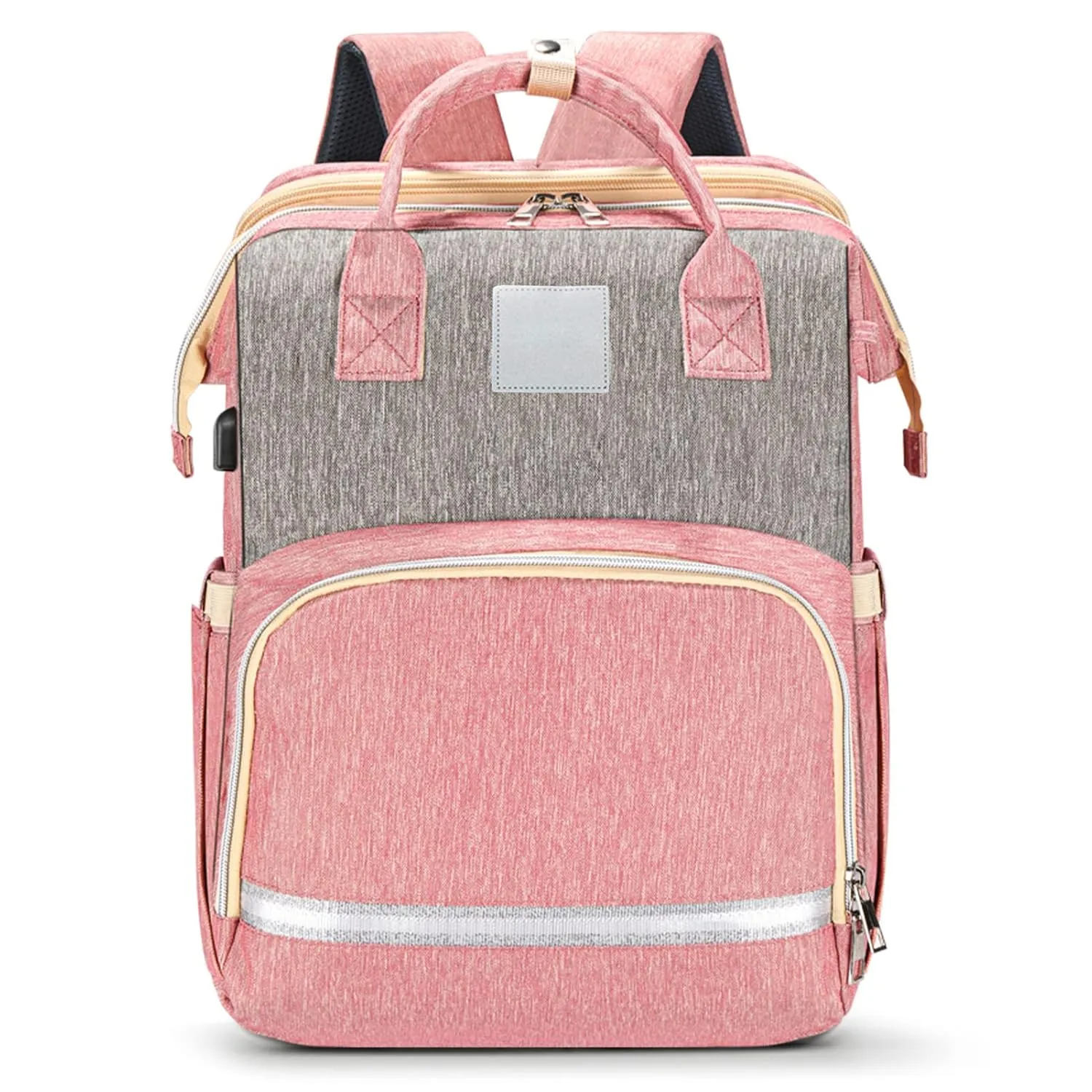 Garosa Baby Diaper Bag Backpack Large Capacity Multifunctional 15 Pockets Waterproof Independent Paper Bag Baby Travel Essentials Bag for Diaper Changing Travel(Gray Pink)