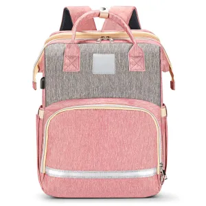 Garosa Baby Diaper Bag Backpack Large Capacity Multifunctional 15 Pockets Waterproof Independent Paper Bag Baby Travel Essentials Bag for Diaper Changing Travel(Gray Pink)