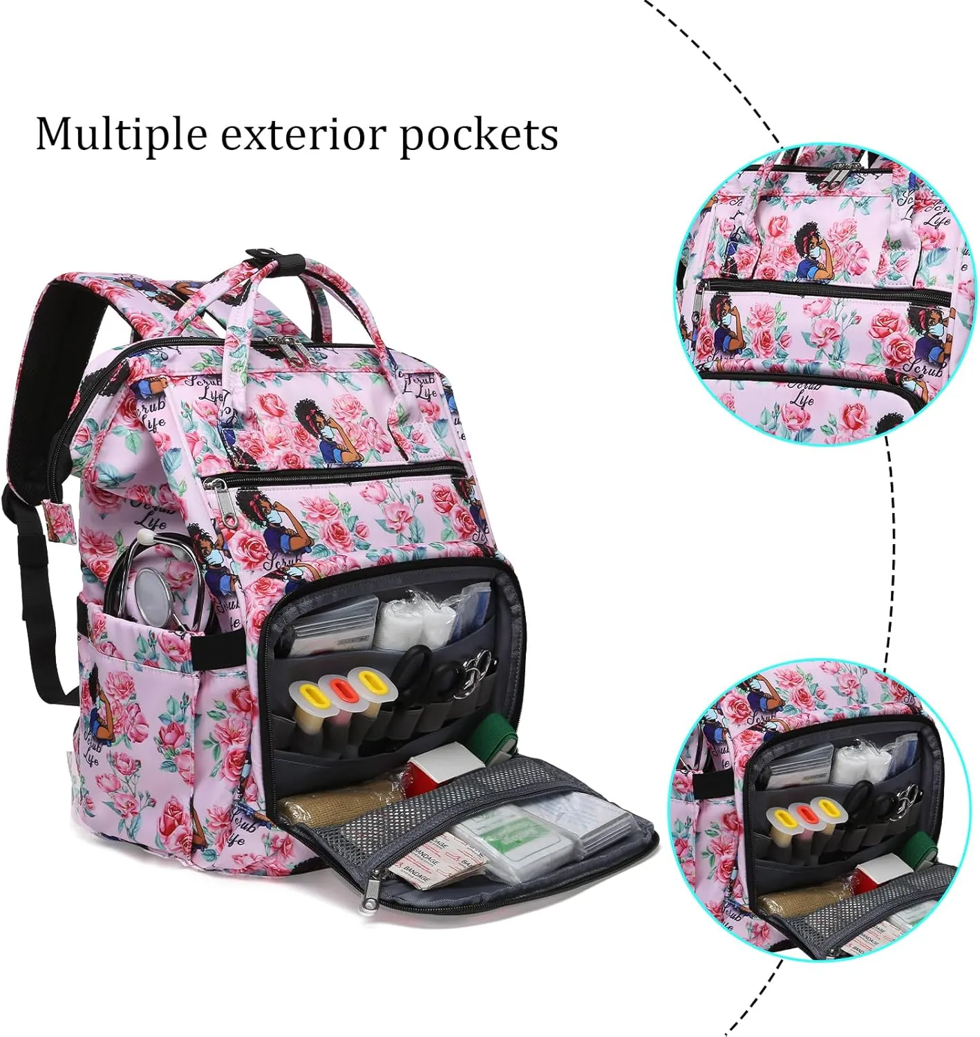 Gatycallaty Teacher Backpack for Women Teacher Laptop Bag Travel Work Gifts Teacher Bookbag Office Educators Large Capacity (ROSE, 15.6 inches)