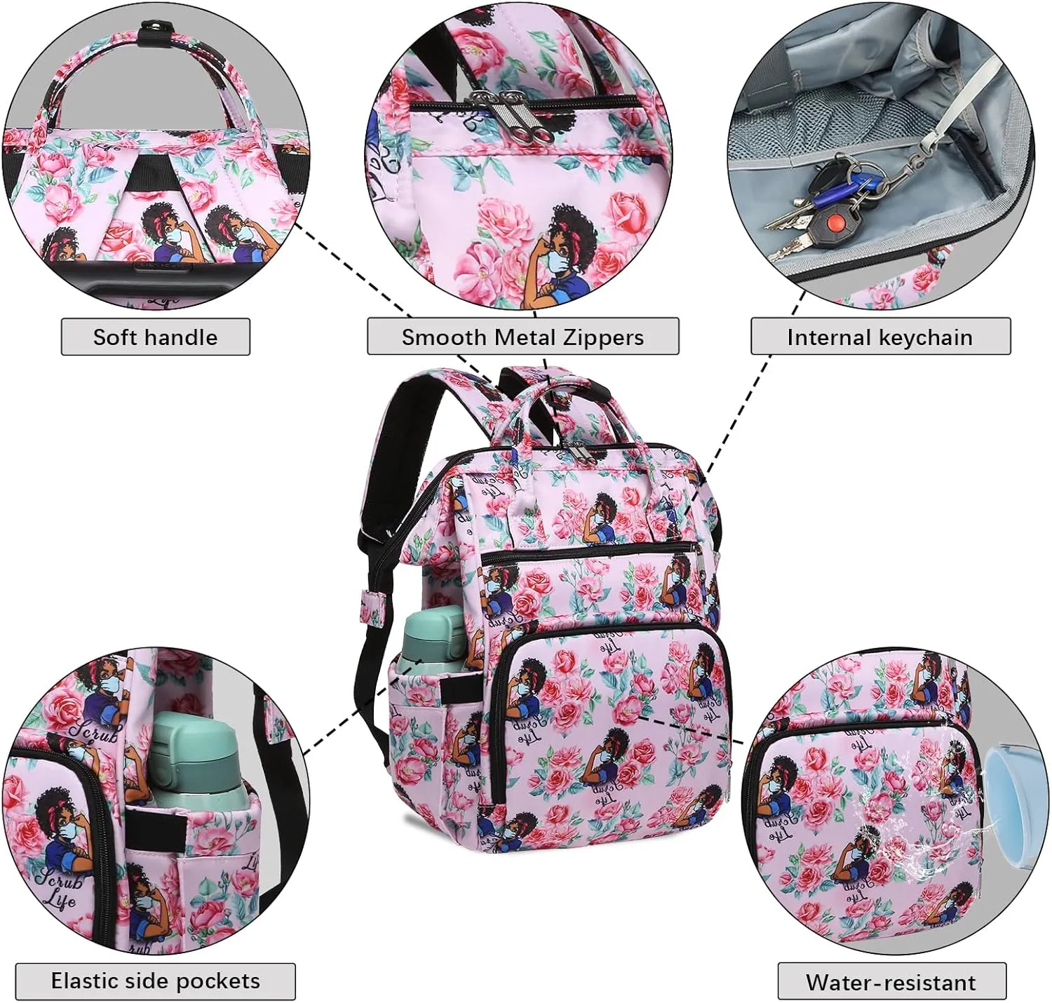 Gatycallaty Teacher Backpack for Women Teacher Laptop Bag Travel Work Gifts Teacher Bookbag Office Educators Large Capacity (ROSE, 15.6 inches)