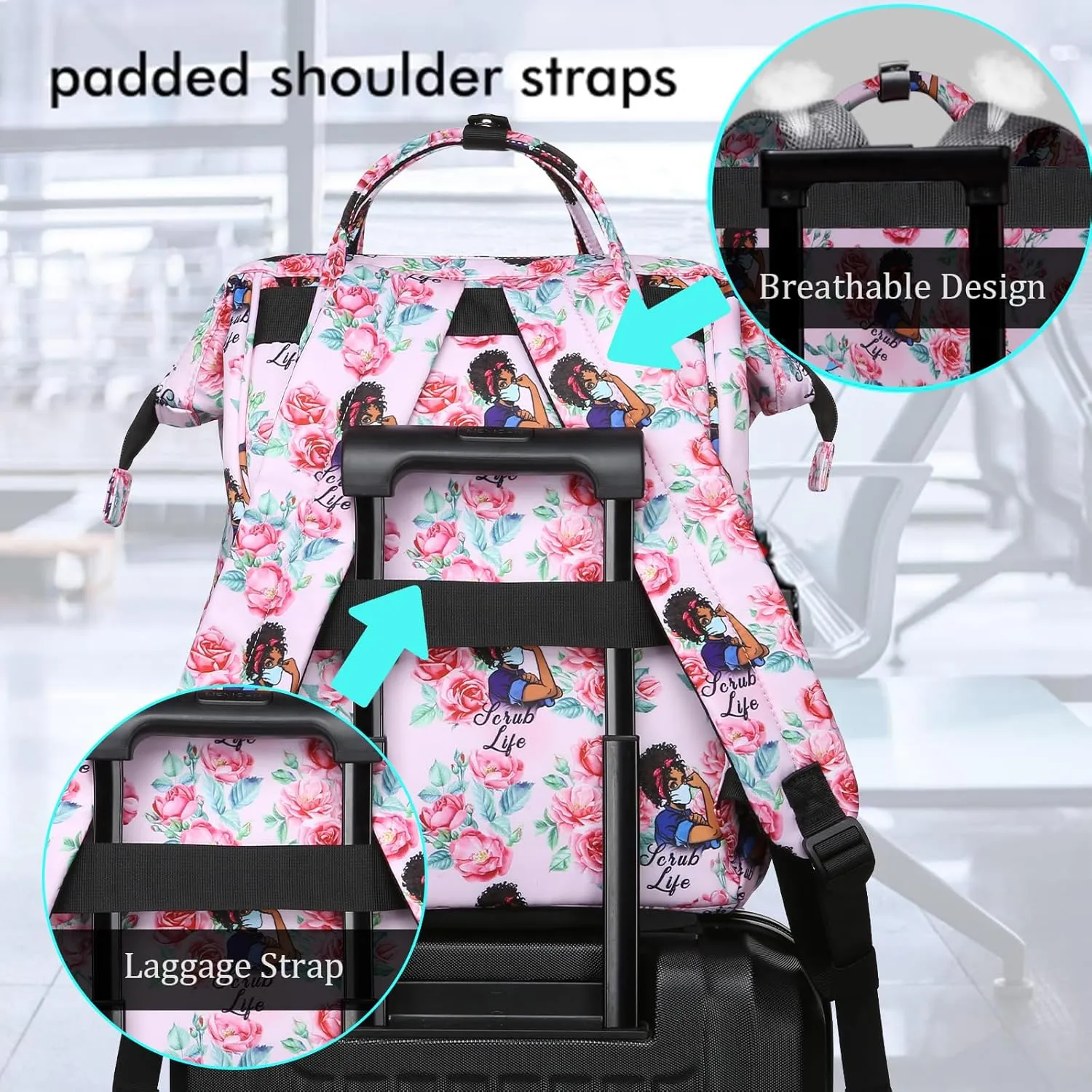Gatycallaty Teacher Backpack for Women Teacher Laptop Bag Travel Work Gifts Teacher Bookbag Office Educators Large Capacity (ROSE, 15.6 inches)