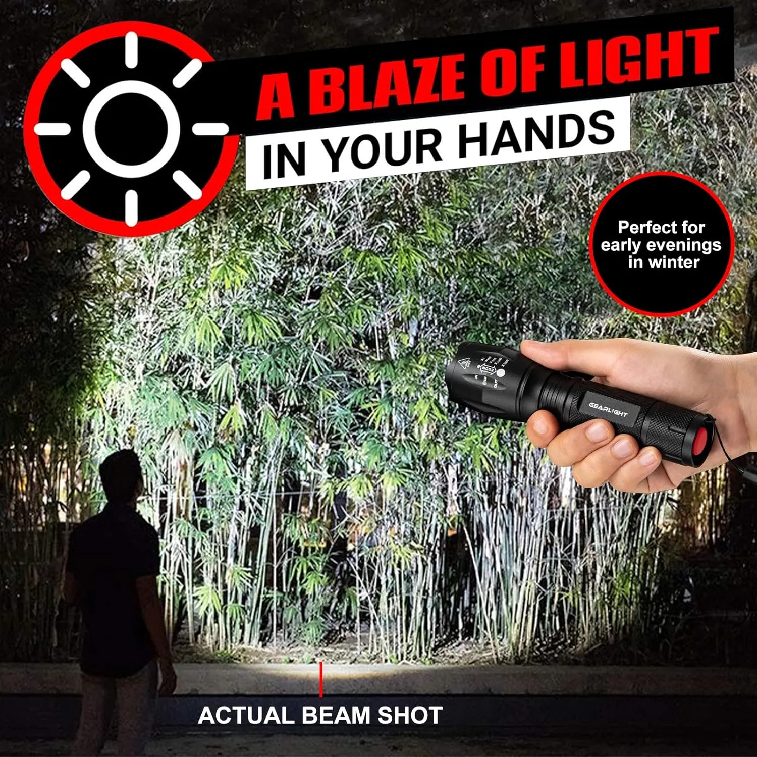 GearLight S1000 LED Flashlight 1040 Lumens (2 Pack) - 5 Modes - Zoomable Beam