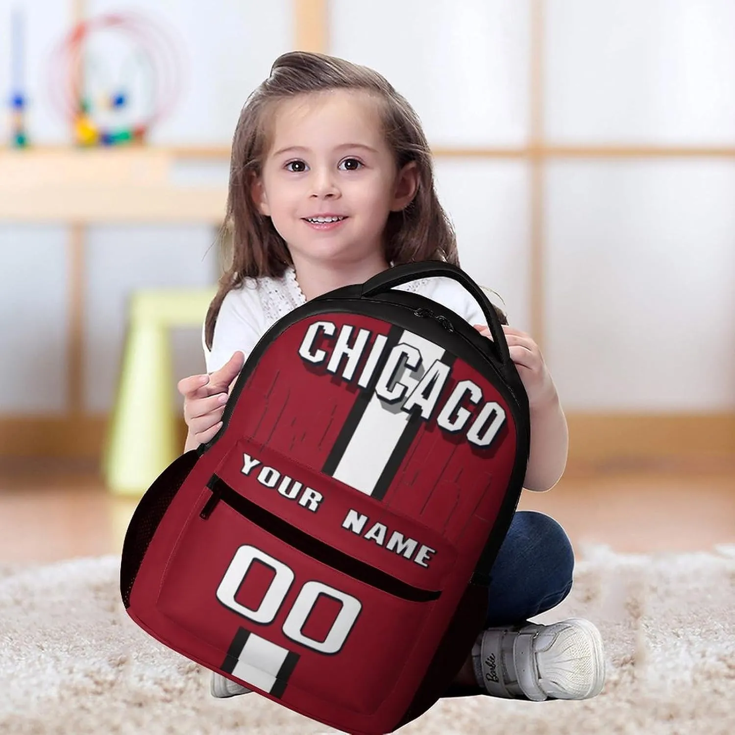 Generic Personalized Backpack Basketball City Fans Gifts Sport Bags High Capacity Custom Any Name and Number for Men Women, Chi-b2401