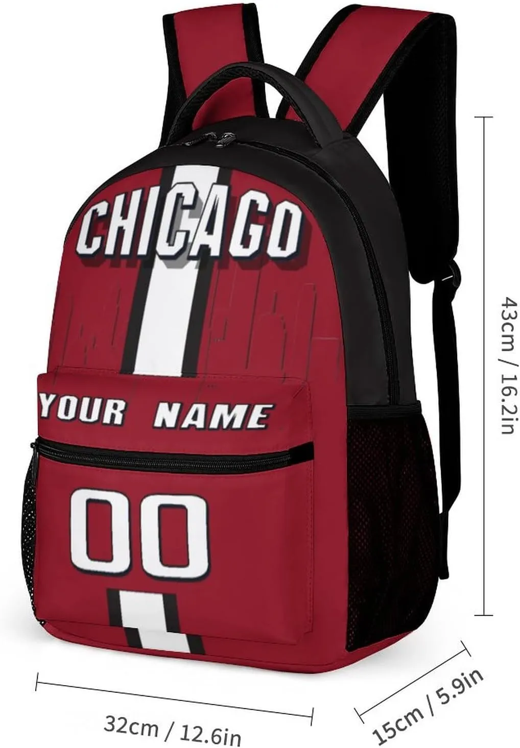 Generic Personalized Backpack Basketball City Fans Gifts Sport Bags High Capacity Custom Any Name and Number for Men Women, Chi-b2401