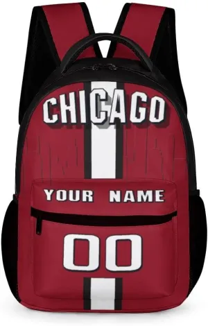 Generic Personalized Backpack Basketball City Fans Gifts Sport Bags High Capacity Custom Any Name and Number for Men Women, Chi-b2401