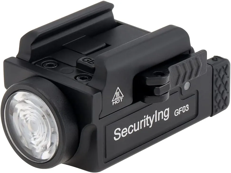 GF03 800 Lumens Sub Compact Pistol Light, Mini Tactical Gun Flashlight, Micro Rechargeable Quick Release Rail Mounted Weapon Light for Handgun, Glock, Picatinny, Built-in Battery
