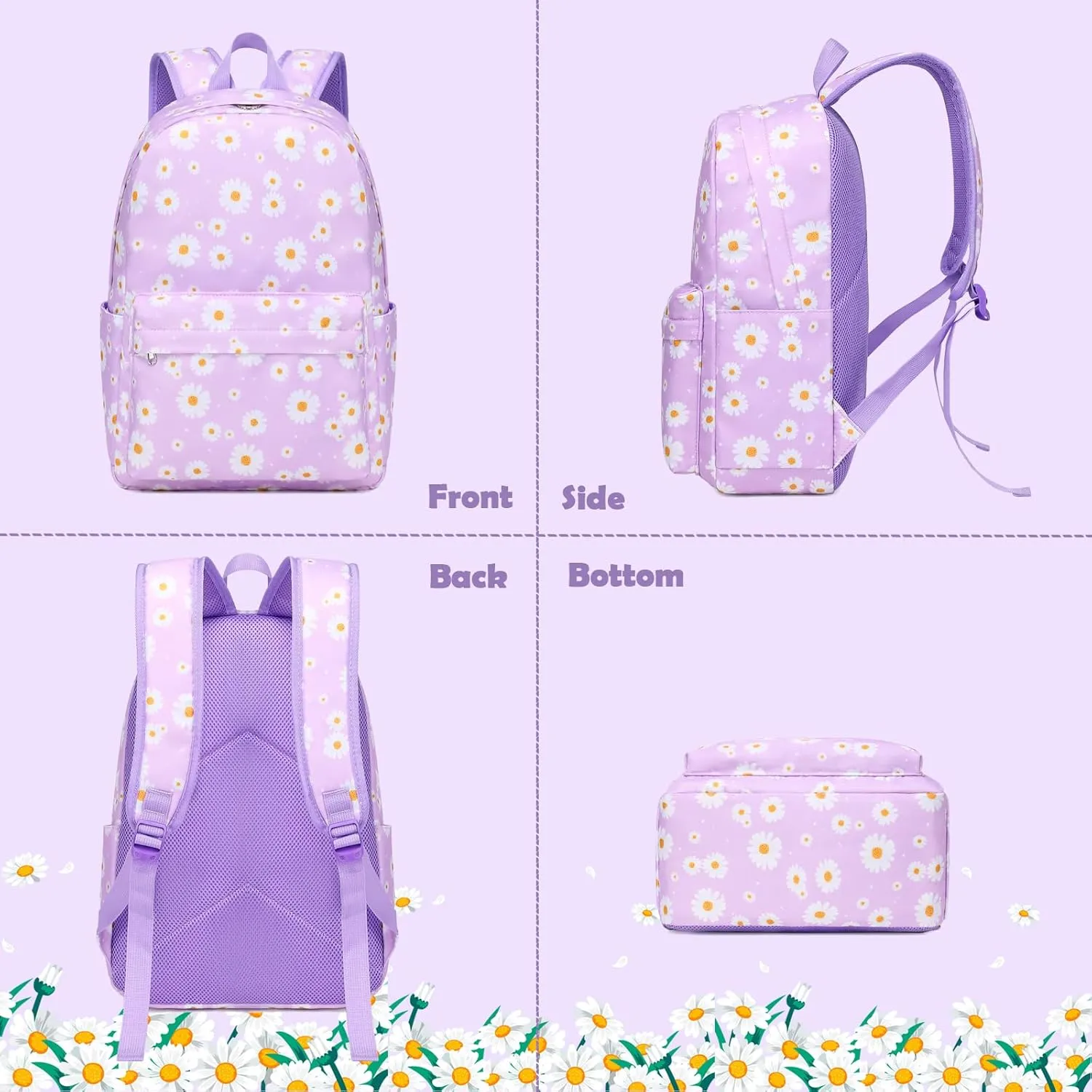 Girls Boys Backpack with Lunch Box Pencil Case for Elementary, 3 in 1 Large Capacity Kids Backpack for School Girls Boys