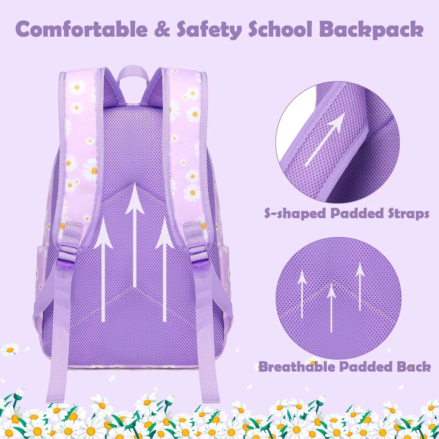 Girls Boys Backpack with Lunch Box Pencil Case for Elementary, 3 in 1 Large Capacity Kids Backpack for School Girls Boys