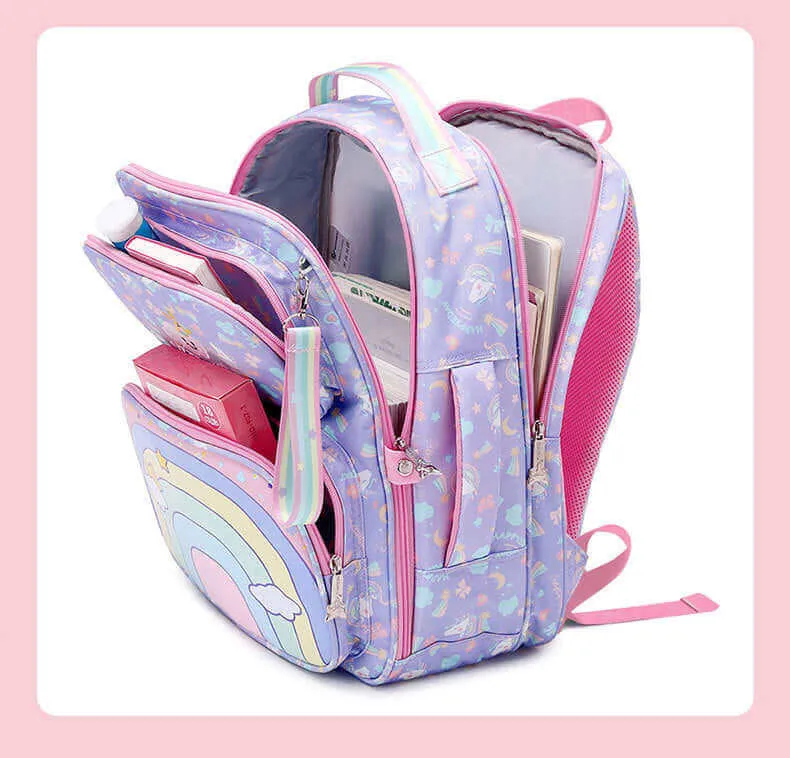 Girls Preschool Rainbow Backpack - Pink