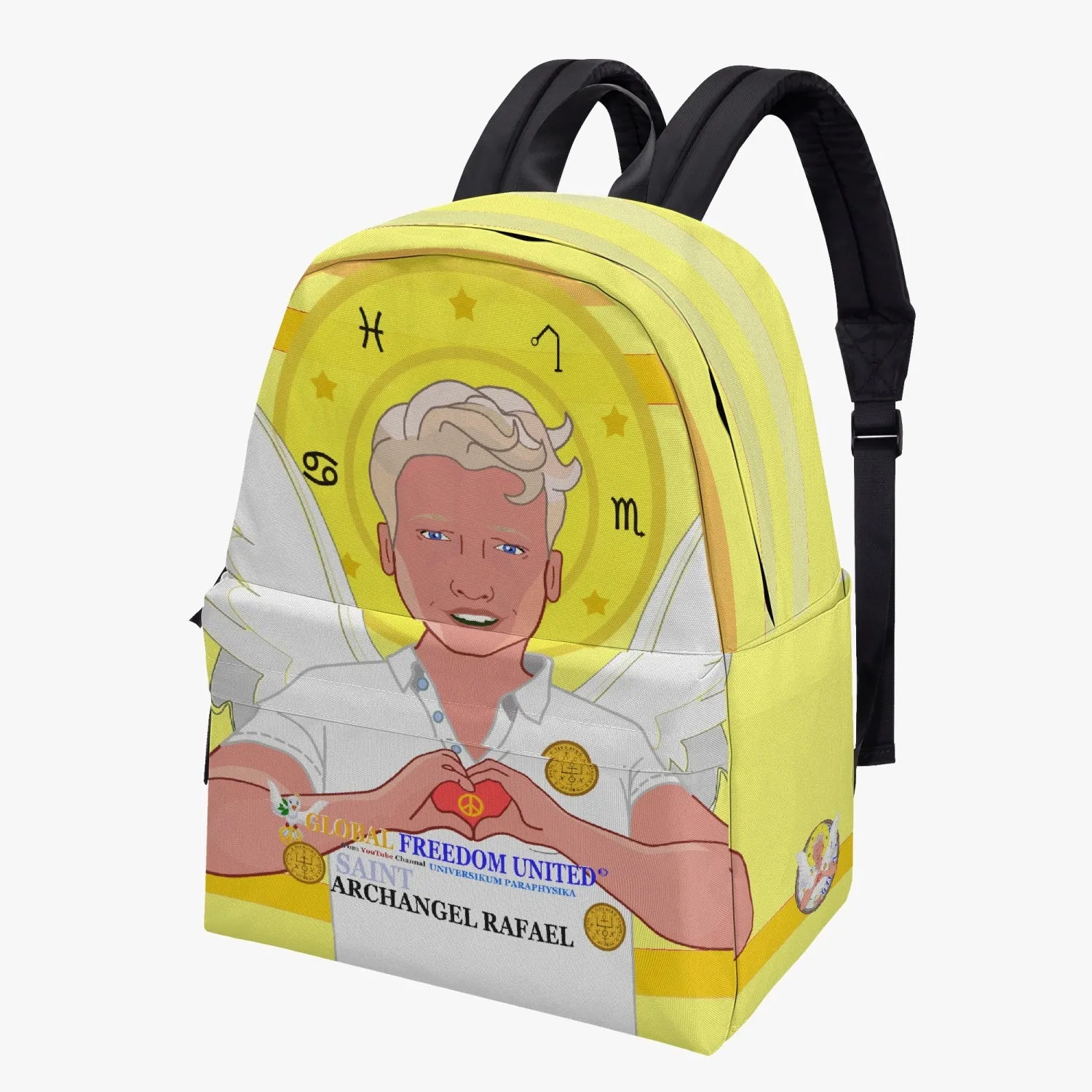 GLOBAL FREEDOM UNITED© Archangel Rafael English Yellow - All-over-print Canvas Backpack