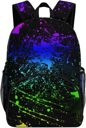 Glow in Dark Splatter Neon (8) Backpack for Worker Teacher Business Hiking Travel Bag Shoulders Bag
