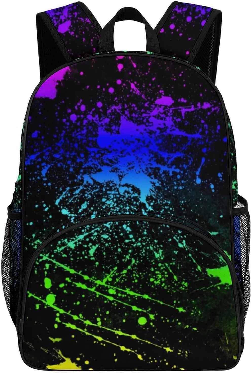 Glow in Dark Splatter Neon (8) Backpack for Worker Teacher Business Hiking Travel Bag Shoulders Bag