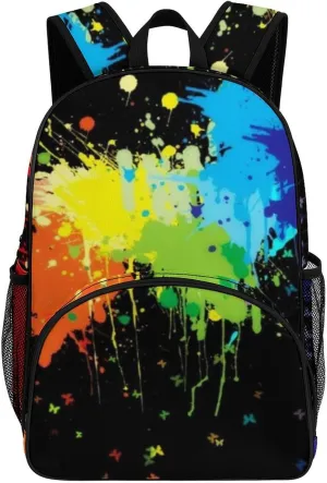 Glow in Dark Splatter Neon Backpack for Worker Teacher Business Hiking Travel Bag Shoulders Bag