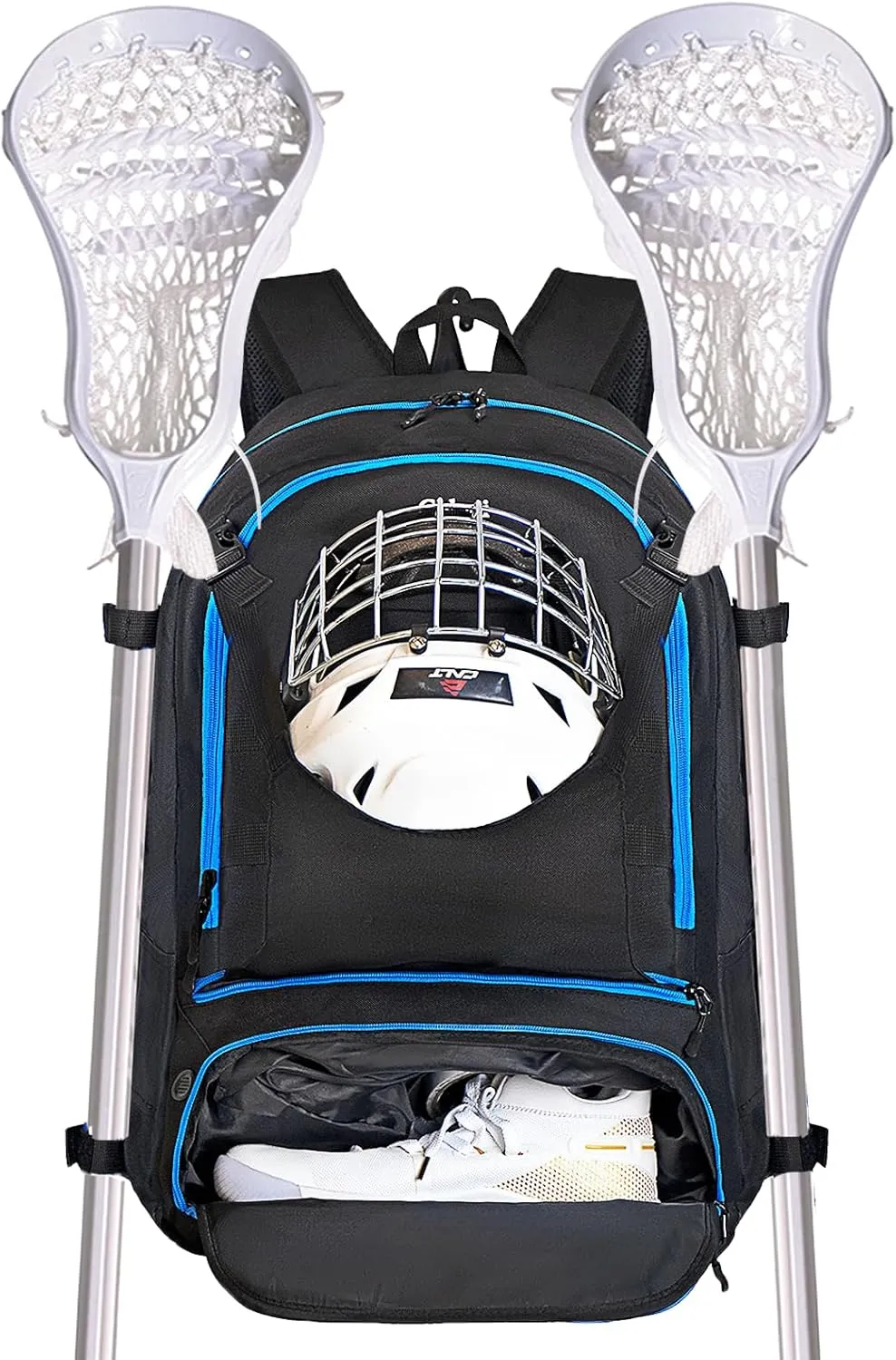 Goloni Lacrosse Equipment Backpack with Two Sticks holder and Separate Cleats Compartment Field Hockey Bag