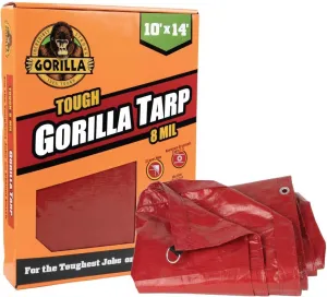 Gorilla 10' x 14' Tough Tarp (97033) - Heavy-Duty, Waterproof, and Versatile Outdoor Protection. Reinforced Edges & Hem & Durable Material. Ideal for Camping, Gardening, and More…