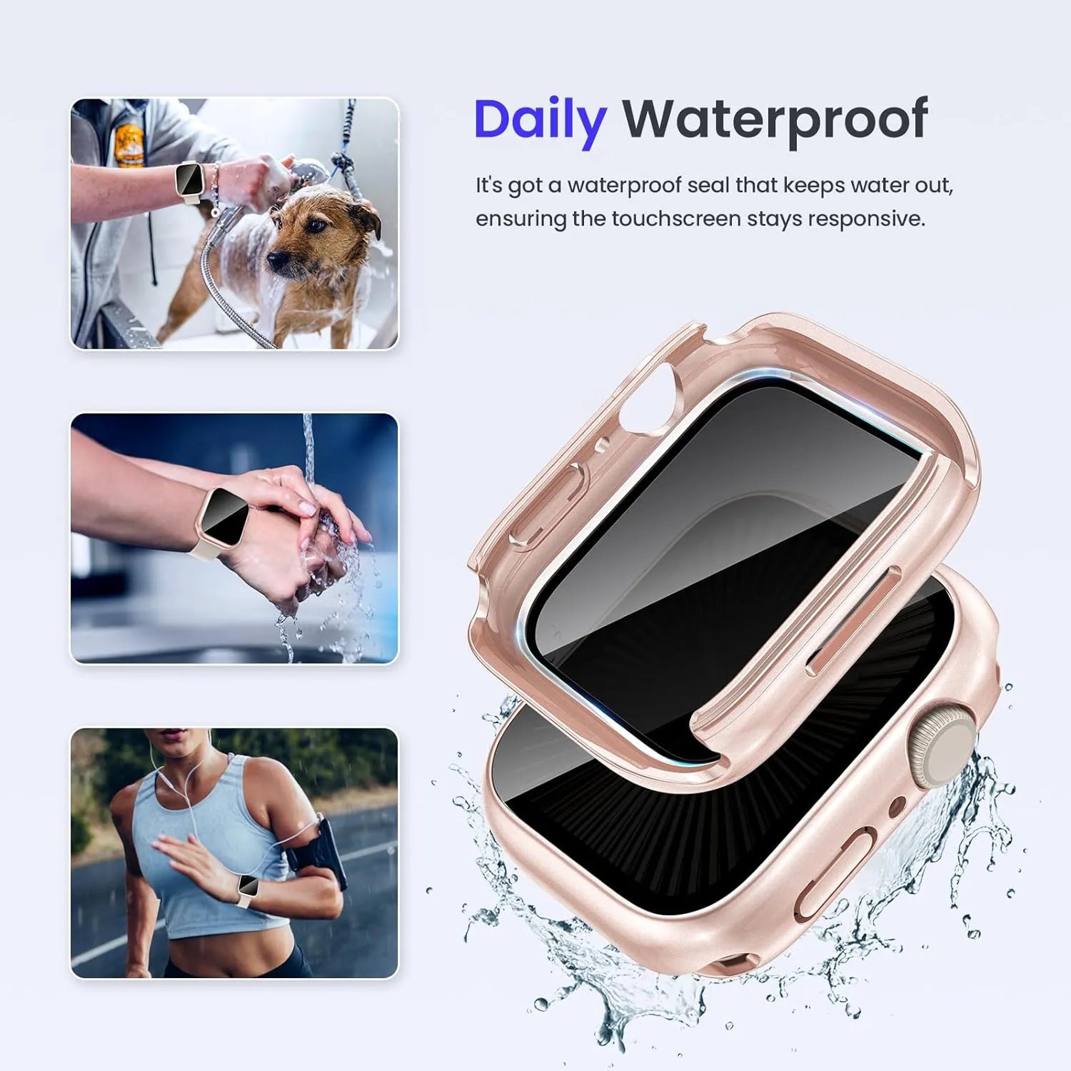 Goton Privacy Waterproof Case Compatible for Apple Watch Screen Protector 46mm 42mm 45mm 44mm 41mm 40mm Ultra 2 49mm SE Series 10 9 8 7 6 5 4, Anti Spy Face Cover Back Bumper for iWatch Accessories