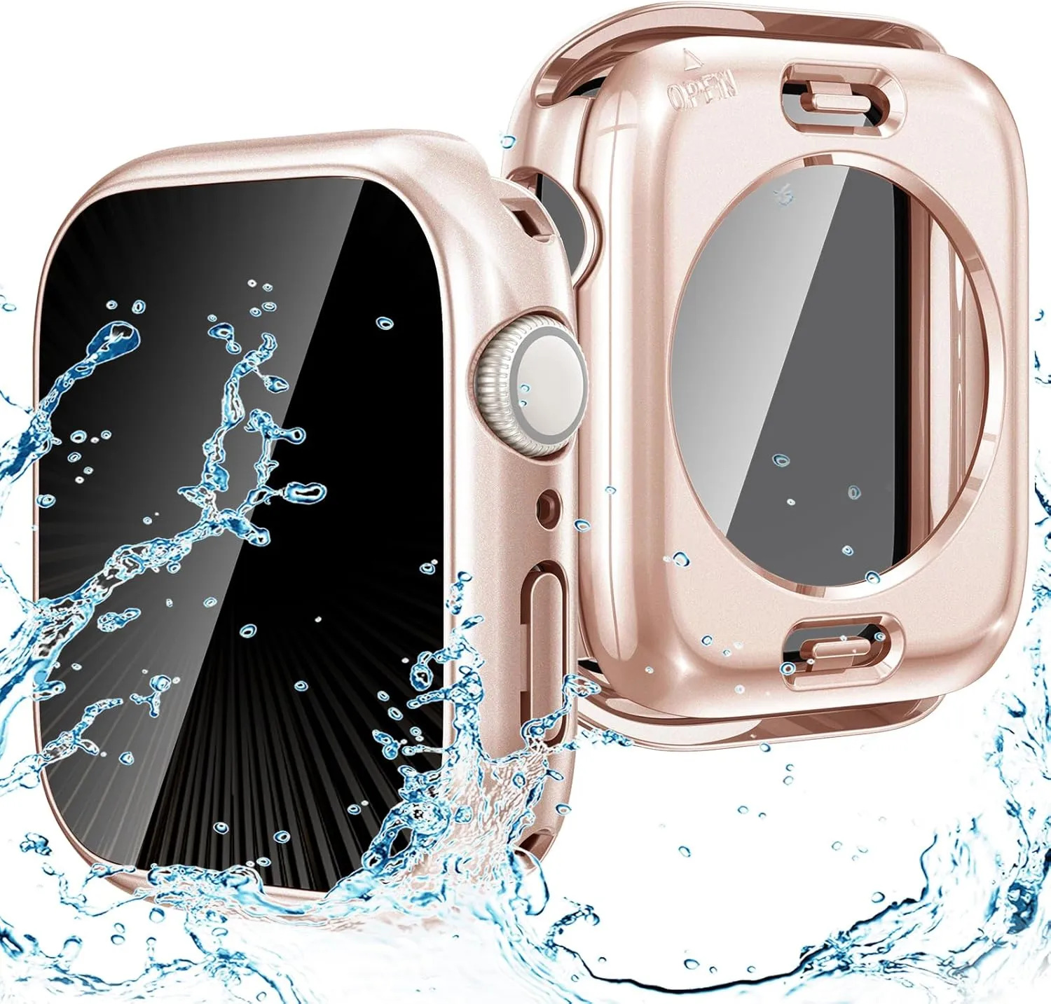 Goton Privacy Waterproof Case Compatible for Apple Watch Screen Protector 46mm 42mm 45mm 44mm 41mm 40mm Ultra 2 49mm SE Series 10 9 8 7 6 5 4, Anti Spy Face Cover Back Bumper for iWatch Accessories