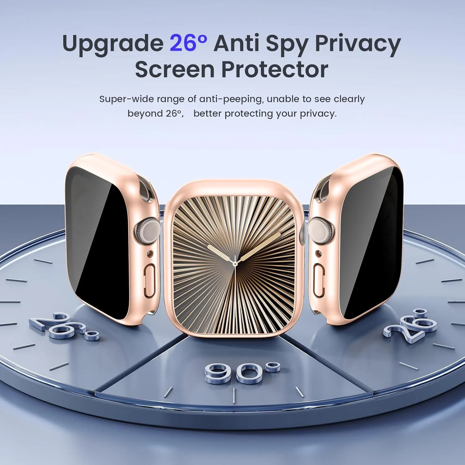 Goton Privacy Waterproof Case Compatible for Apple Watch Screen Protector 46mm 42mm 45mm 44mm 41mm 40mm Ultra 2 49mm SE Series 10 9 8 7 6 5 4, Anti Spy Face Cover Back Bumper for iWatch Accessories