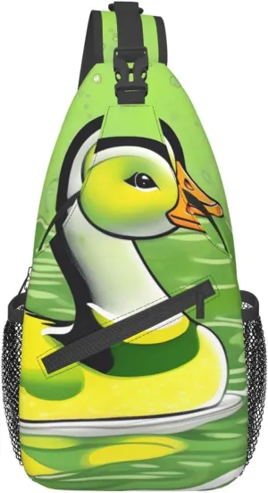 Green Duck Chest Bag Crossbody Bag. Rugged And Durable, High Storage Capacity. Adjustable Strap Length.