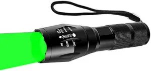 Green LED Flashlight Single Mode Hunting Light with Zoomable and Waterproof for Hunting Predator Fishing