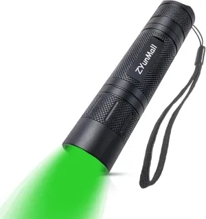 Green Light Flashlight Single Mode Zoomable Green LED Flashlights for Night Hunting, Hog