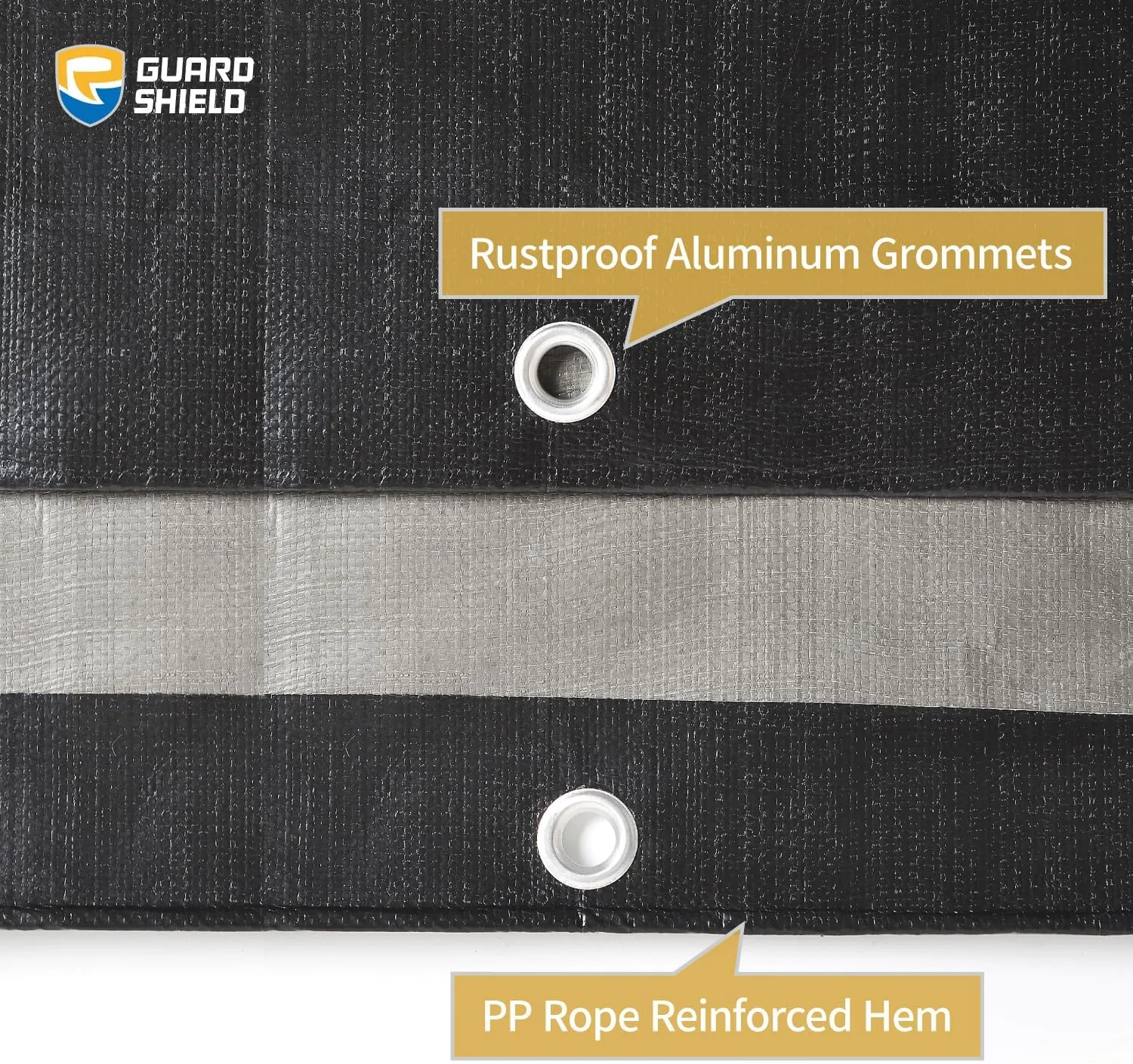 GUARD SHIELD Super Heavy Duty Black/Silver Ploy Tarp Cover 10x10 Feet Waterproof Tarps 16mil Thick UV and Tear Resistant Tarpualin