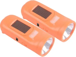 Handheld Survival Flashlight Hand Crank Solar Powered Flashlight, Emergency Rechargeable LED Flashlight, Portable Dynamo Flashlight, for Camping,Outdoor,Hiking(Orange Color,Set 1)