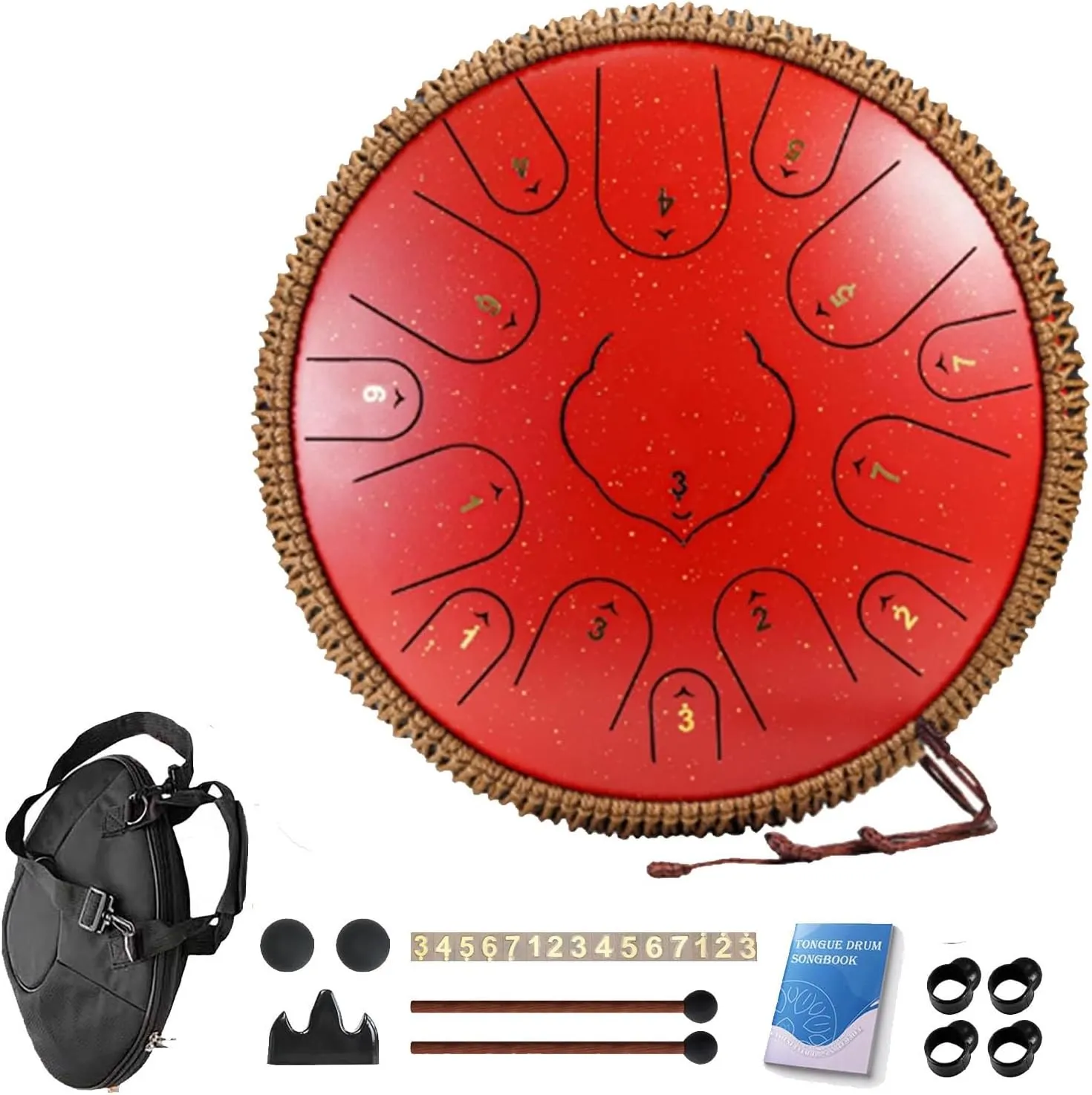 Handpan Drum Sets - 14 Inches 15 Notes Steel Handpan Tongue Drum, Premium C/D Major Hand Drum Instrument, Handpan Instrument For Adults, For Musical Education Meditation Yoga(D)