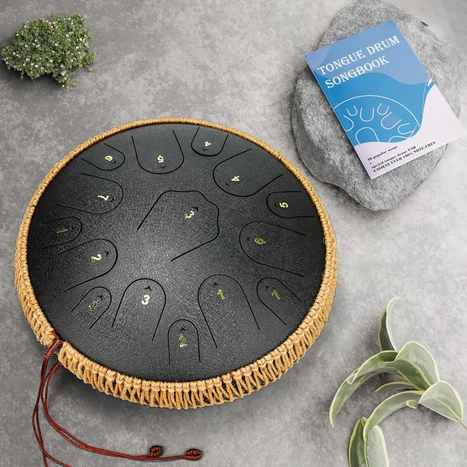 Handpan Drum Sets - 14 Inches 15 Notes Steel Handpan Tongue Drum, Premium C/D Major Hand Drum Instrument, Handpan Instrument For Adults, For Musical Education Meditation Yoga(D)