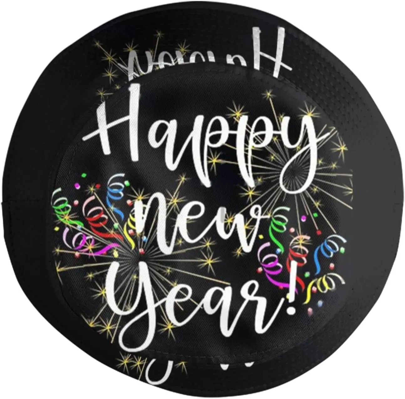 Happy New Year Bucket Hat for Men Women Teens Packable New Year Theme Sun Hats Fisherman Hat Cap