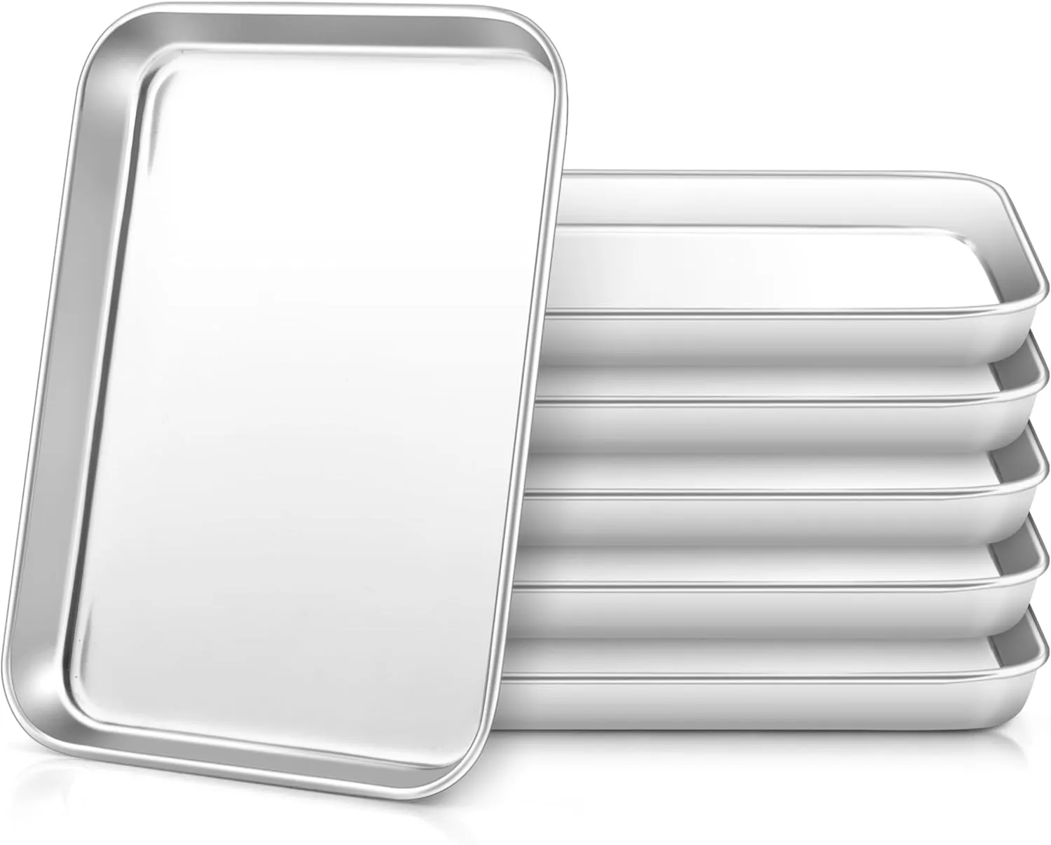 HaWare Stainless Steel Kids Plates, 6-Piece Metal Dinner Dish Set for Toddler Children, 9.4’’ x 7.3 ’’ x 1’’ Snack Food Tray Plate, Durable Baking Sheet Pan for Oven, Non-Toxic and Dishwasher Safe