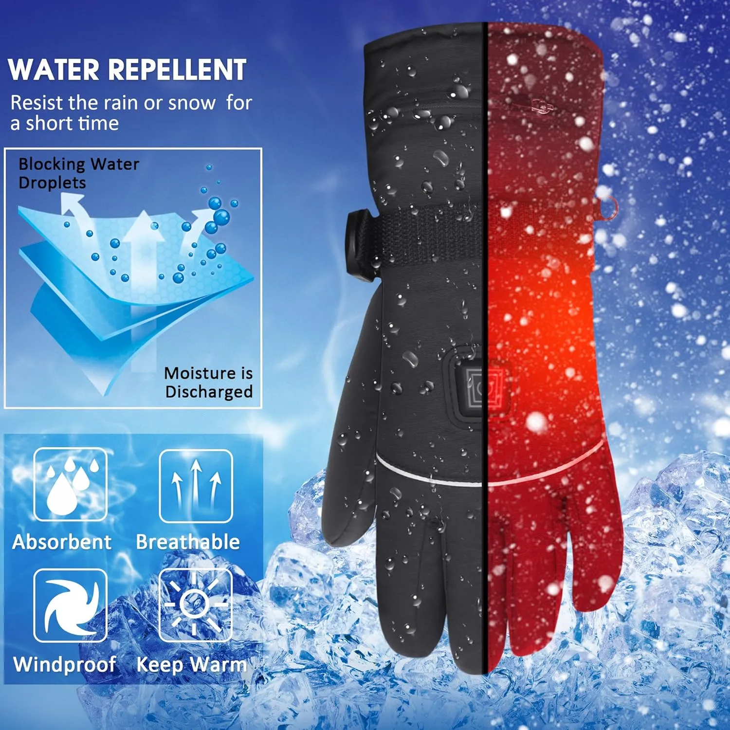 Heated Gloves for Men Women Rechargeable Battery Electric Hand Warmers Touchscreen Winter Hetaed Motorycle Gear for Motorcycle Fishing Hiking Cycling Skiing