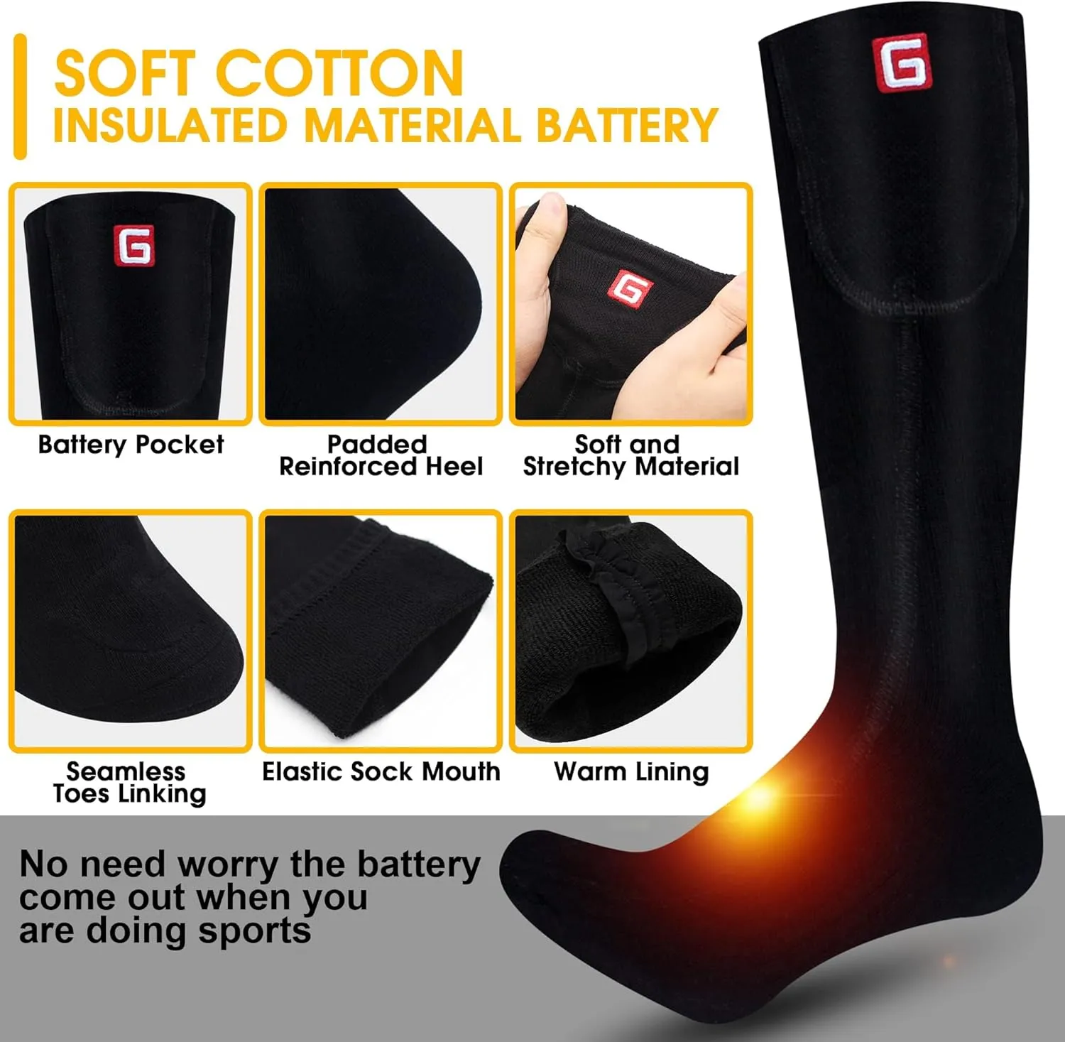 Heated Socks for Men Women Electric Rechargeable Battery Powered Heated Socks,Winter Warm Heated Thermal Insulated Socks for Outdoor Sports Climbing Hiking Hunting Skiing