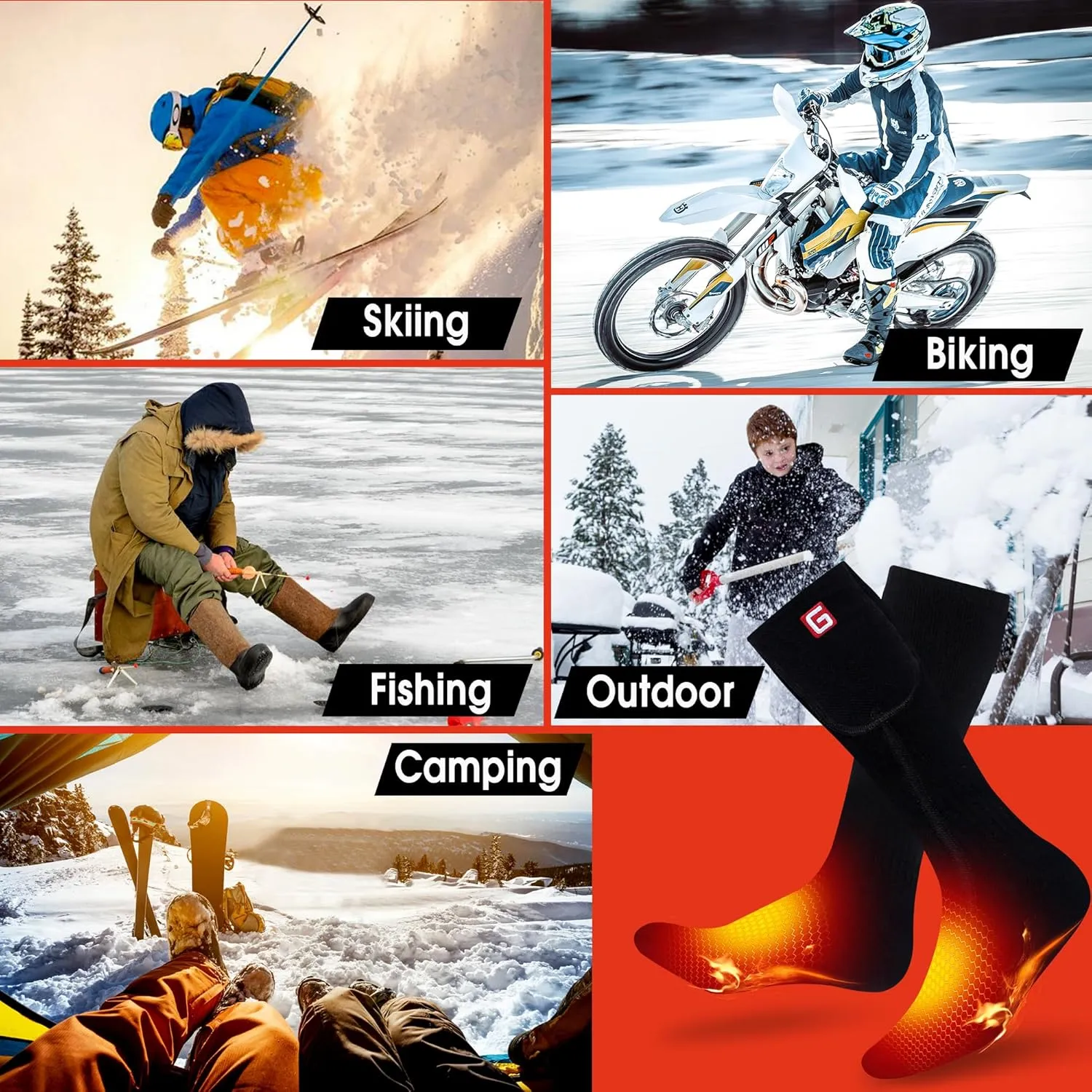 Heated Socks for Men Women Electric Rechargeable Battery Powered Heated Socks,Winter Warm Heated Thermal Insulated Socks for Outdoor Sports Climbing Hiking Hunting Skiing