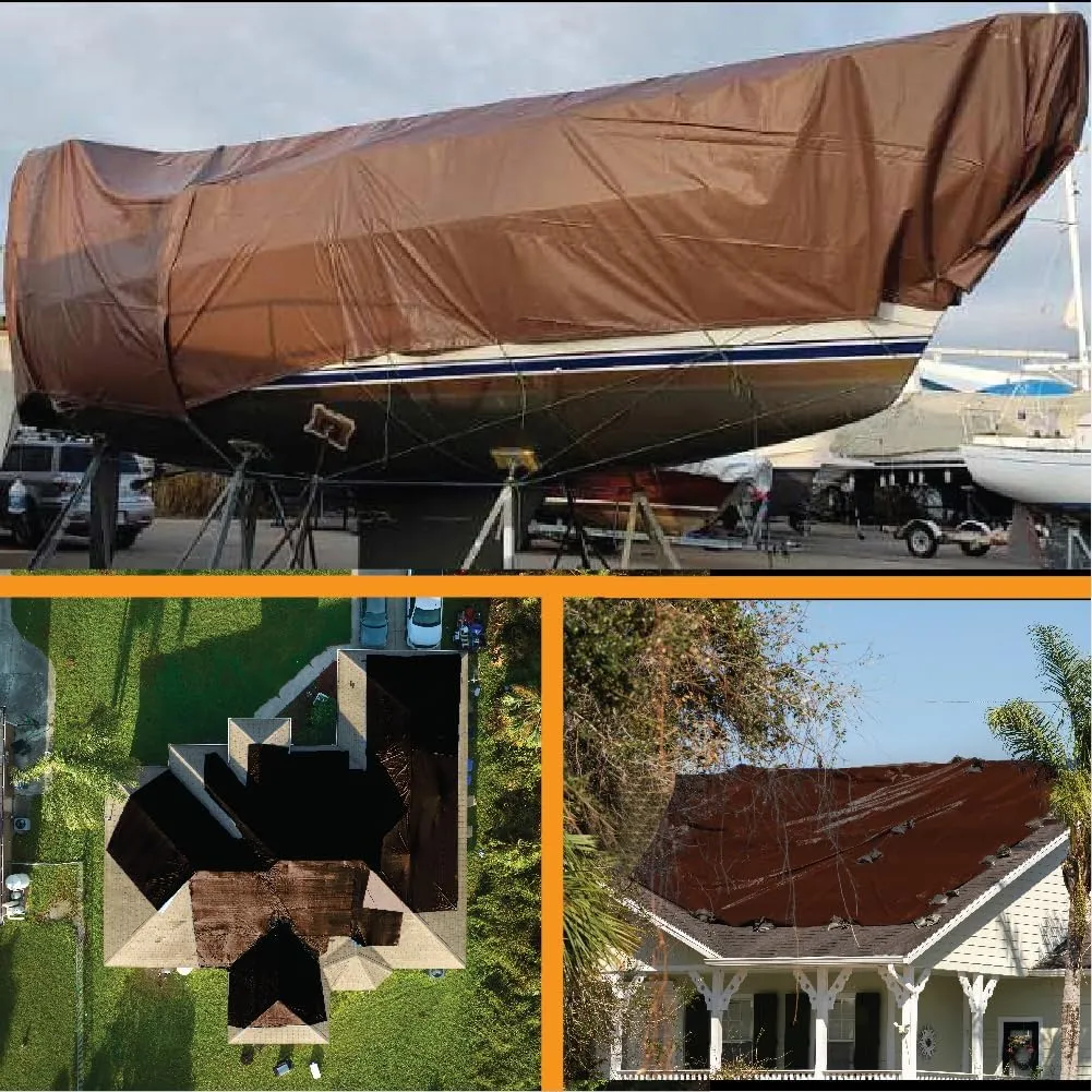 Heavy Duty Brown Tarp - 15ft x 20ft - 5 MIL Multipurpose UV Resistant, Waterproof Protective Tarp Cover with Metal Grommets and Reinforced Edges - for Roof, Camping, Patio, Boat, Car