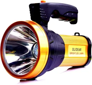 Heavy Duty Flashlight – Bright Rechargeable Searchlight with 2 Modes – Led Spotlight Handle – Easy to Use – Built-in Rechargeable Battery