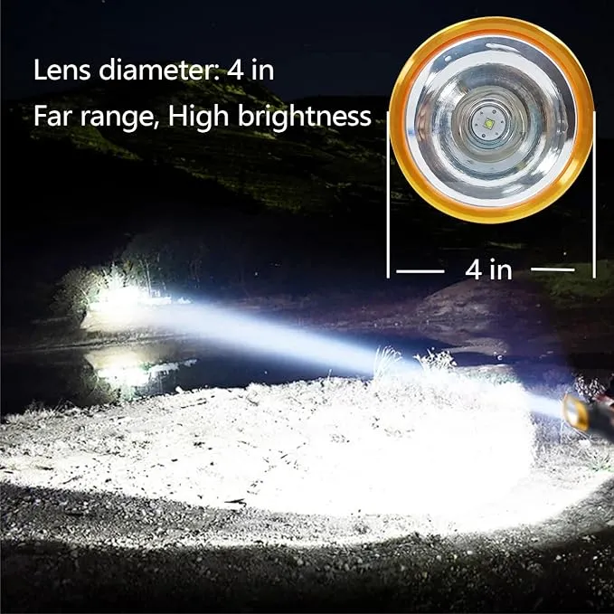 Heavy Duty Flashlight – Bright Rechargeable Searchlight with 2 Modes – Led Spotlight Handle – Easy to Use – Built-in Rechargeable Battery