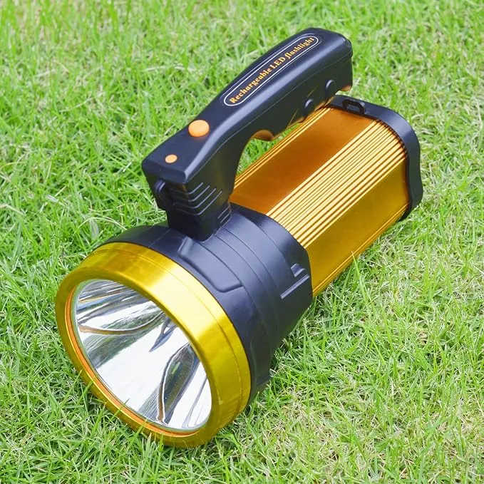 Heavy Duty Flashlight – Bright Rechargeable Searchlight with 2 Modes – Led Spotlight Handle – Easy to Use – Built-in Rechargeable Battery