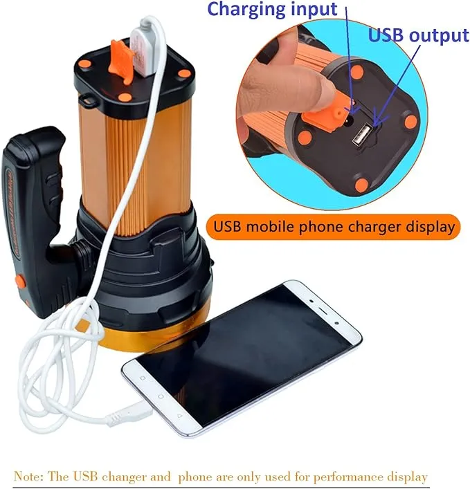 Heavy Duty Flashlight – Bright Rechargeable Searchlight with 2 Modes – Led Spotlight Handle – Easy to Use – Built-in Rechargeable Battery