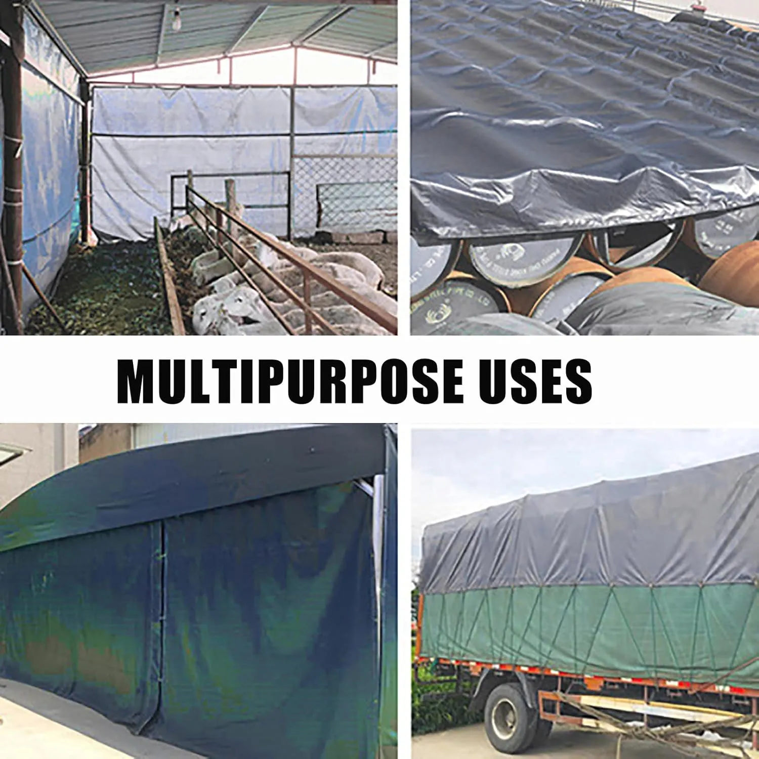 Heavy Duty Waterproof Tarp Cover, Rip and Tear Proof Tarpaulin with Rustproof Grommets, Thick Pool Tarp Cover, Rot, Rust, and UV Resistant, for Camping, Tent, Boat, RV, Car