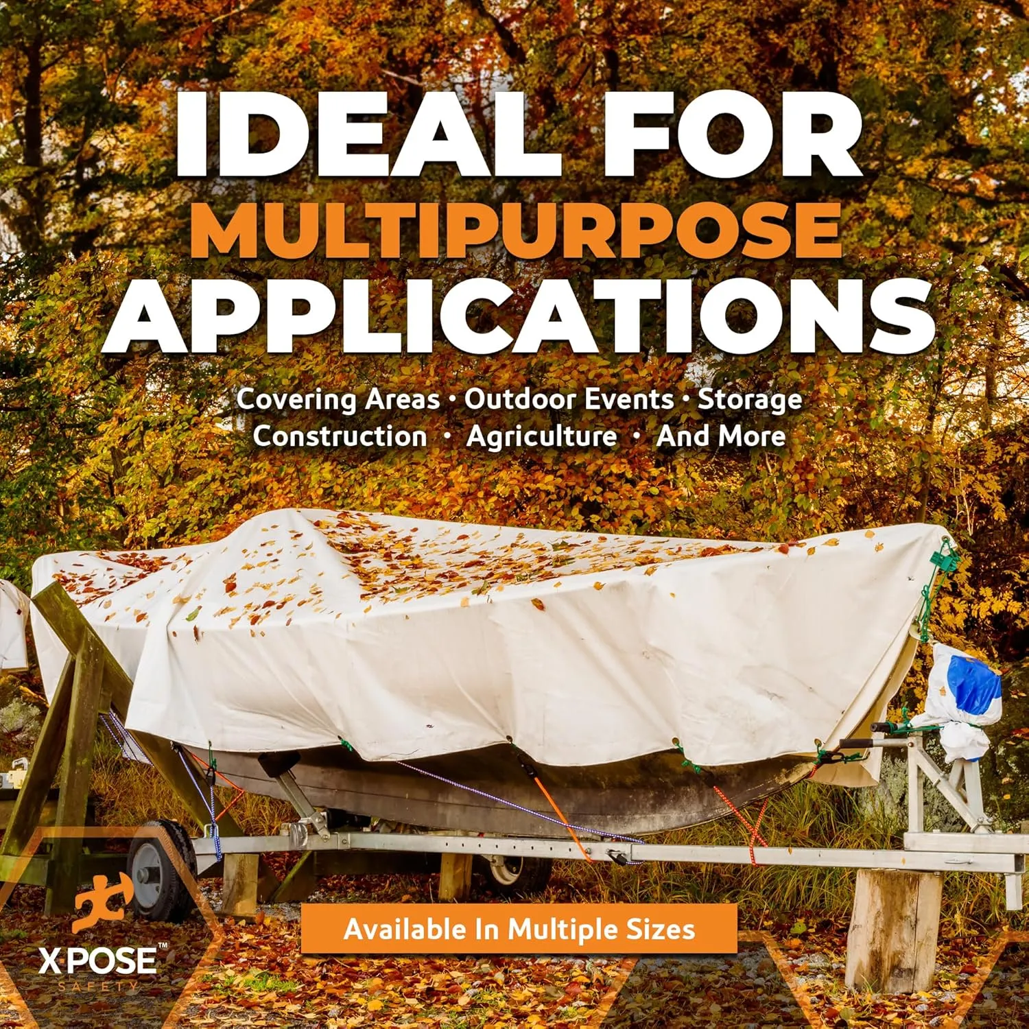 Heavy Duty White Poly Tarp 10' X 15' - Multipurpose Protective Cover - Durable, Waterproof, Weather Proof, Rip and Tear Resistant - Extra Thick 12 Mil Polyethylene - by Xpose Safety